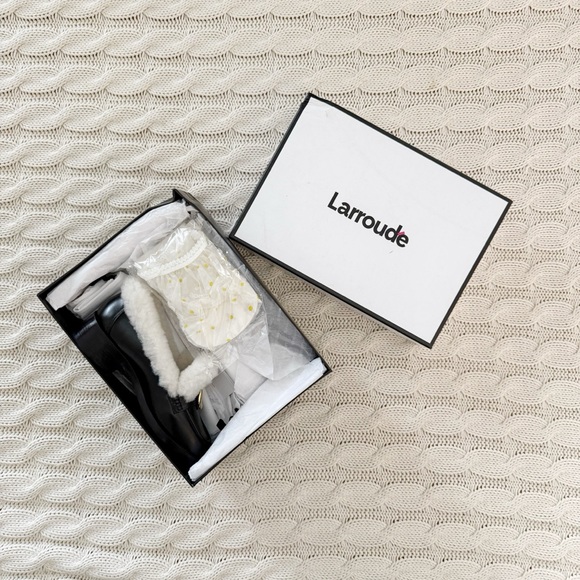 Larroudé Women's Bobbie Shearling Trim Block Heel Loafers - Picture 8 of 8